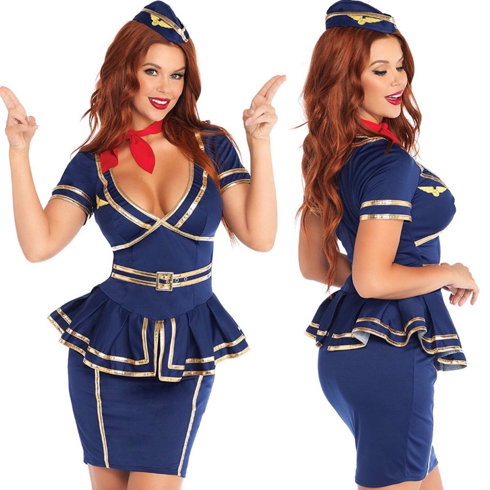 3 PEICE FLIGHT ATTENDANT HALLOWEEN COSTUME *NWT*